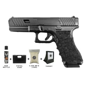 [Bundle] Huntsman Tactical H17 TT Custom Gas Blowback Pistol (Metal Slide - Polymer Frame - with Case - Black)