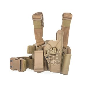 Big Leg Holster M92/M9 with Two Pouches (Hard - Right Hand - Tan - Long)